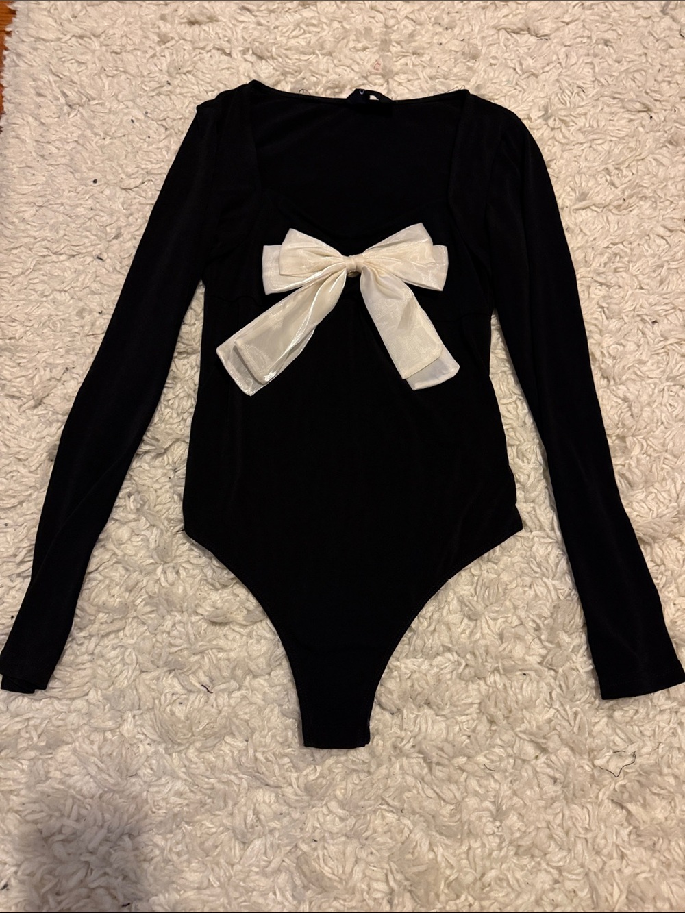 Cider Black Long-Sleeve Bow Bodysuit